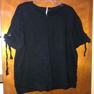 Black athletic shirt with ribbon ties